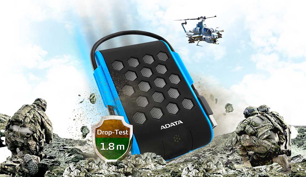 هارد اکسترنال 1 ترابایت ای دیتا مدل HD720 در برابر سقوط از ارتفاع 1.8 متری مقاوم است.